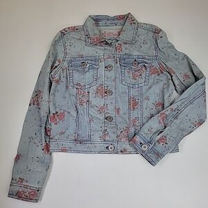 Mudd Jacket Juniors XL 16 Denim Trucker Distressed Button Up Jean Y2K Style